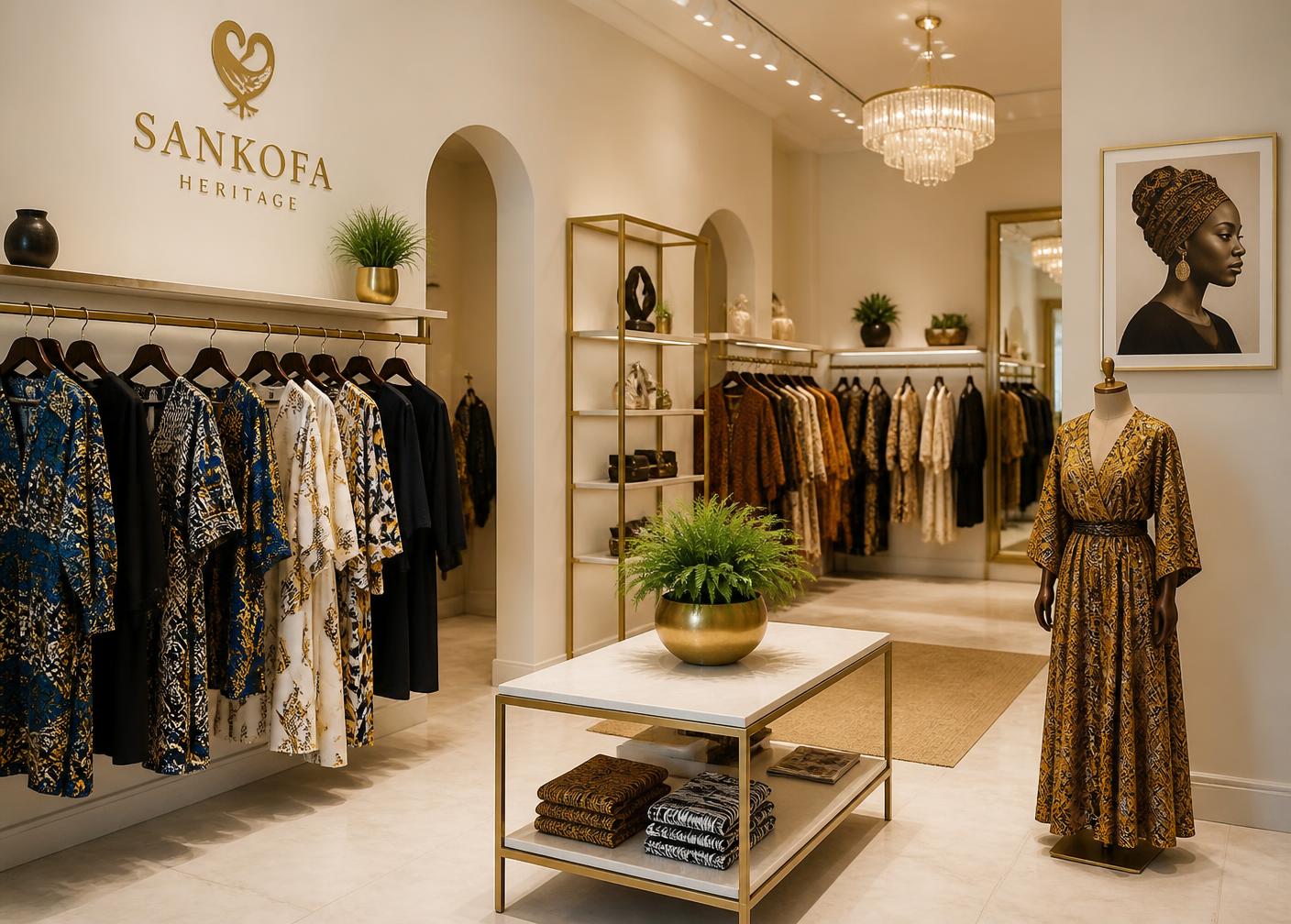Afriqorture Kenya boutique interior with premium African garments on display